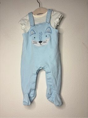 STERLING BABY BOYS ONSIE FOOTIE OVERALLS SZ 6 MONTHS